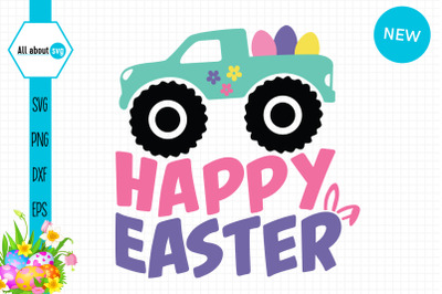 Happy Easter Truck Svg