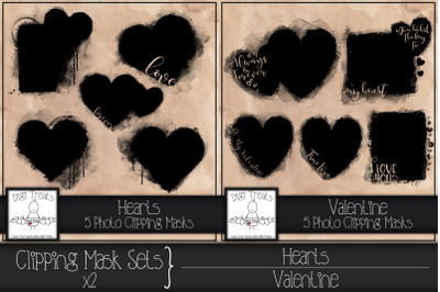 Clipping Mask Sets x2. Hearts &amp; Valentine