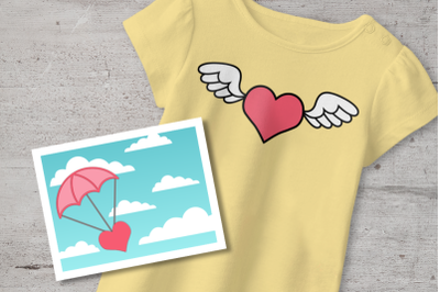 Flying Heart Valentine&amp;&23;039;s Day Duo | SVG | PNG | DXF