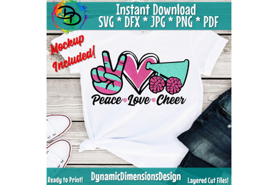 Peace love cheer svg, Cheer svg, Sublimation design, Cheer Sublimation