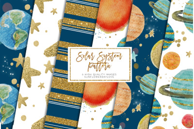 Solar System Seamless Pattern, Space Digital Paper