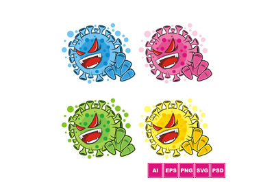 Scary Coronavirus Cartoon Character Color Bundle