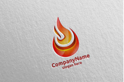 3D Fire Flame Element Logo Design 1