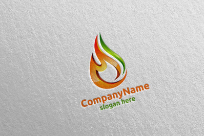 3D Fire Flame Element Logo Design 3