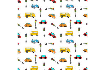 car &amp; traffic light seamless pattern