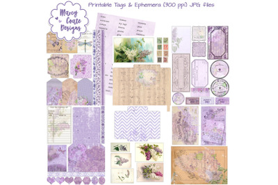 Lilacs Printable Tags, Pockets &amp; Ephemera