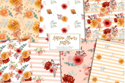 Autumn Burgundy Floral digital paper