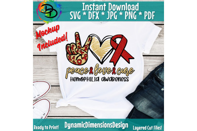 Peace Love Cure SVG, Hemophilia svg, Hemophilia Awareness svg, Hemophi