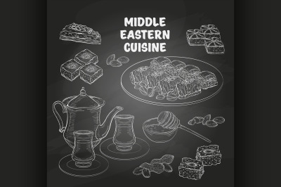 Arabic Food. Middle Eastern sweets and tea 2