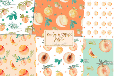 Greenery peaches digital paper&2C; peach digital scrap book