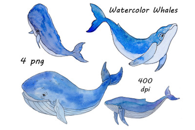 Watercolor Whales