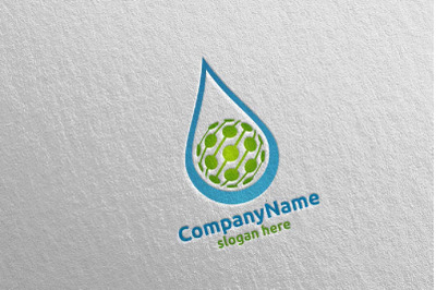 Water Drop and Cleaning Logo Design