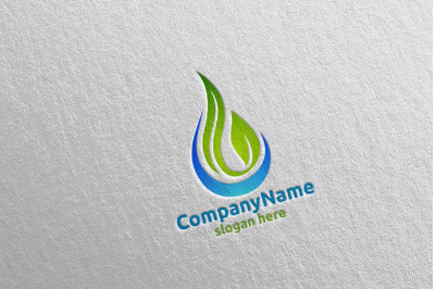 Water Drop and Cleaning Logo Design