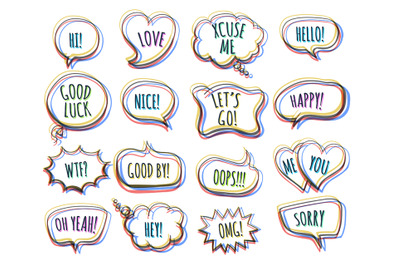 Hand Drawn Colorful Speech Bubbles