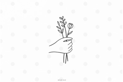 Hand wildflowers svg cut file