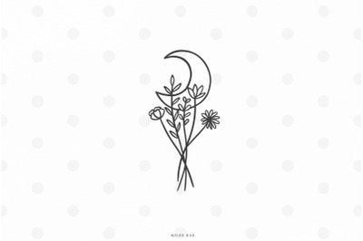 Moon wildflowers svg cut file