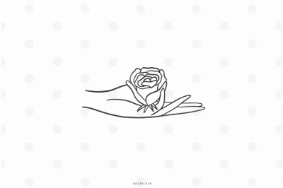 Hand with rose svg cut file
