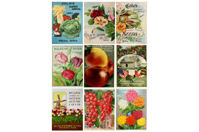 Vintage Ephemera Seed Packs Collage Sheet ATC