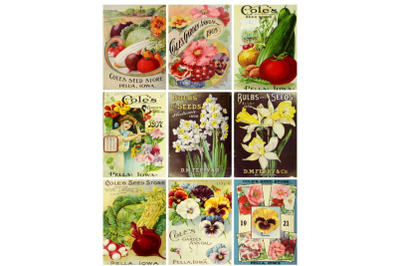 Vintage Ephemera Seed Packs Collage Sheet ATC