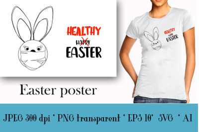 Easter relevant poster saying &quot;healthy easter&quot;