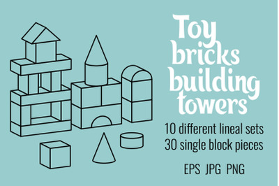 Line style toy building towers
