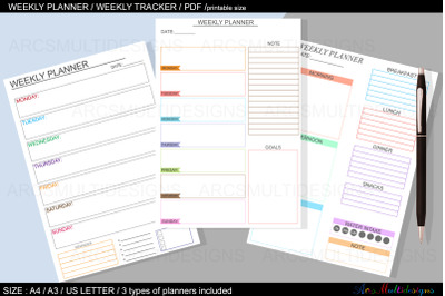 Weekly planner printable / undated weekly planner