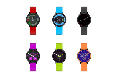 Smart watch user interface design collection. Sport clock