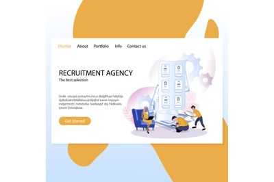 Recruitment agency mockup website&2C; landing page. Illustration recruitm