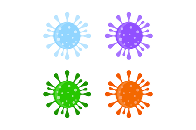 Colored virus microbe collection. Biohazard corona-virus chemical