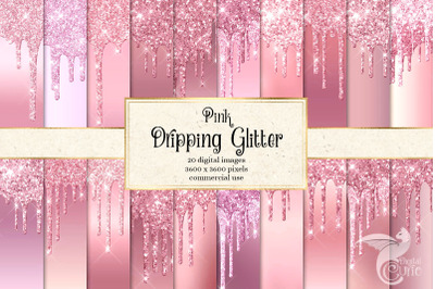 Pink Dripping Glitter Digital Paper