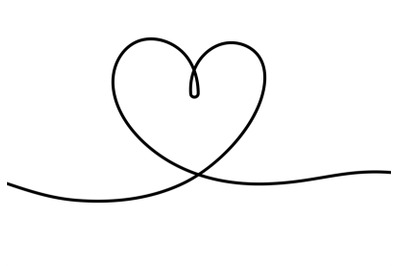 One line heart. Romantic scribble hand drawn illustration for valentin