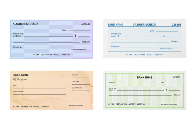 Check template. Blank bank cheque with guilloche pattern and watermark