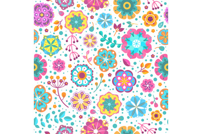 Flower seamless pattern. Blooming botanical motifs beautiful flowers a