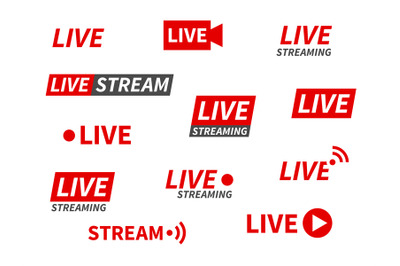 Live streaming icons. Broadcasting video news&2C; tv stream screen banner