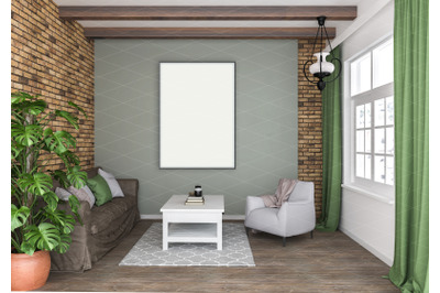 Interior scene - artwork background - frame mockup