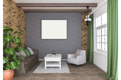 Interior scene - artwork background - frame mockup