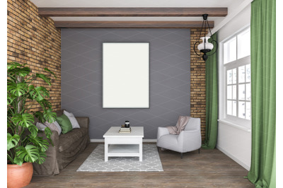 Interior scene - artwork background - frame mockup