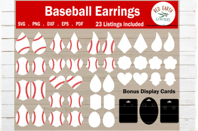 Baseball earrings template with display card SVG,PNG,DXF,EPS