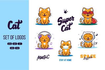 Set of logos Funny cats