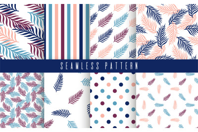 Pattern set pastel palm tropic.