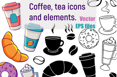 Vector coffee and tea elements