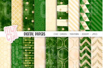 Green Chic Digital Papers