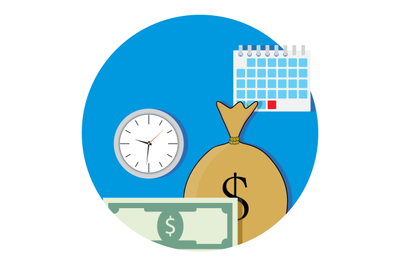 Money and business time icon flat