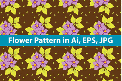 Brown with Purple Flowers Pattern