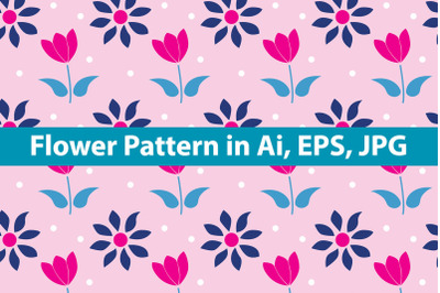 Pink Flowers Pattern Kawaii Art