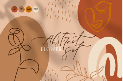 Abstract flower set SVG