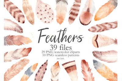 Watercolor Boho Feathers Collection