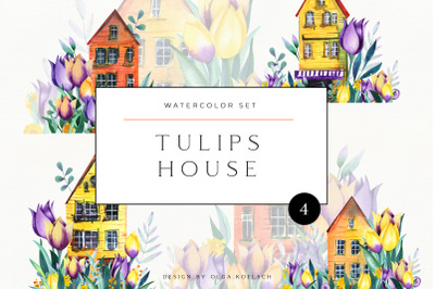 Watercolor house. Housewarming gift. Cute home. Stay home