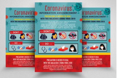 Corona Virus Precautions Flyer Psd