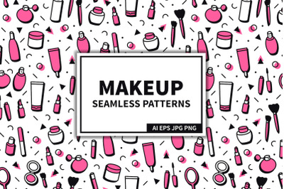 Makeup &amp; Cosmetics Seamless Patterns